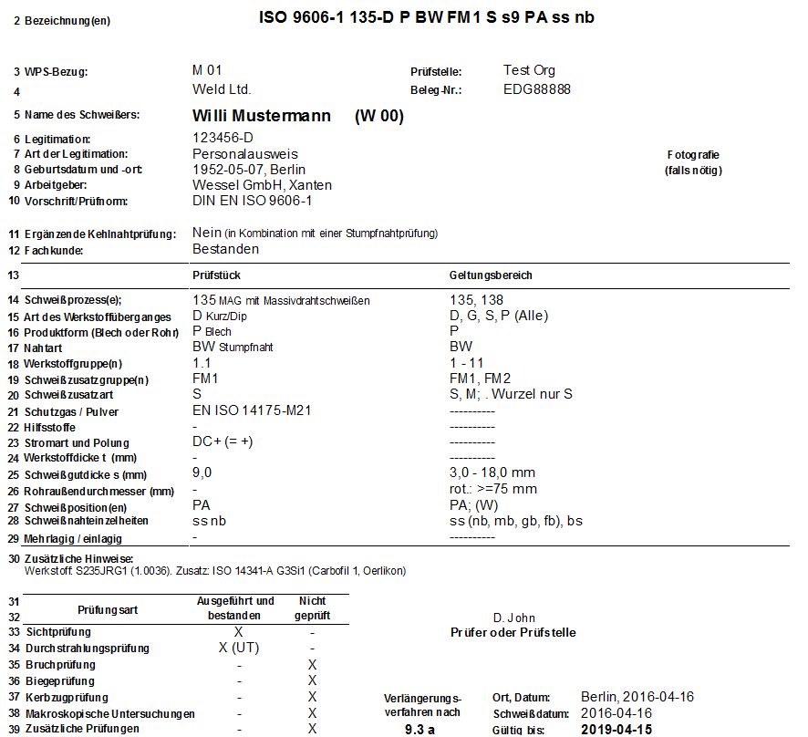 ISO9606-1-Ultraschall